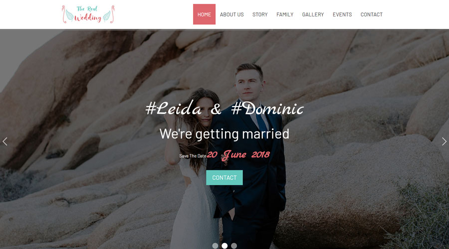 Free Wedding OnePage Template