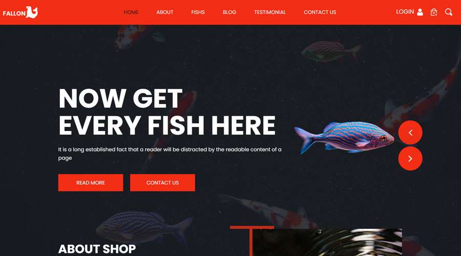 Free Aquarium Shop Website Template