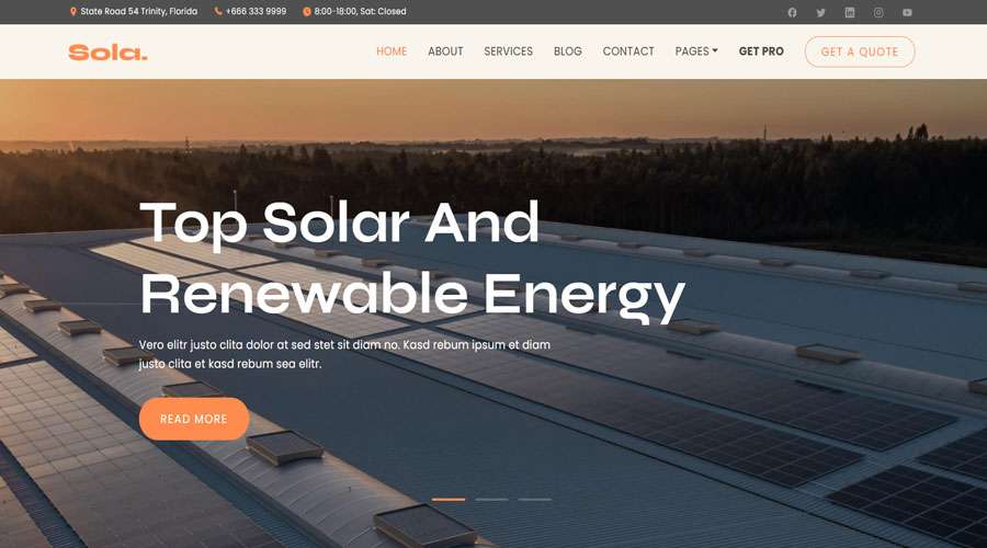 Solar Energy Website Template Free