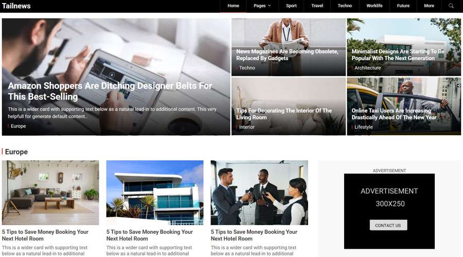 Tailwind CSS News Template