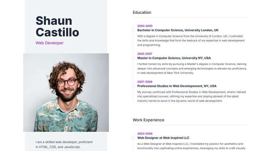 Tailwind CSS Resume Template