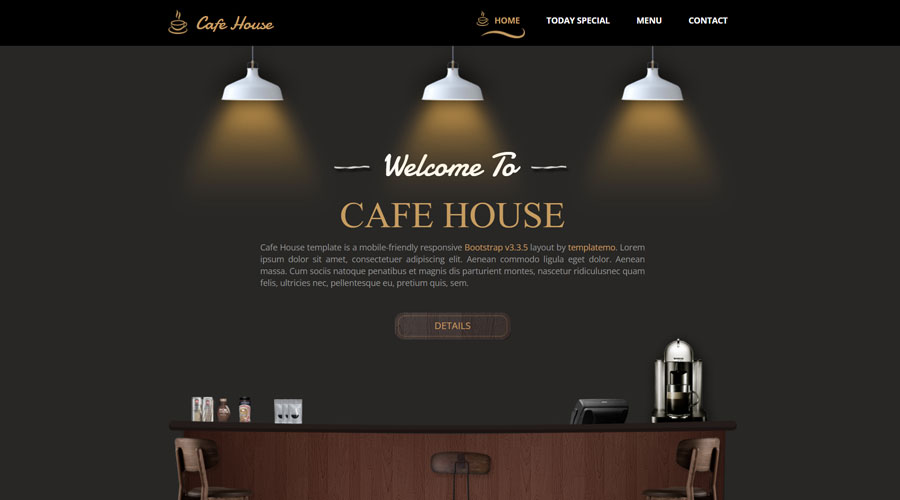 Free Cafe Website Template
