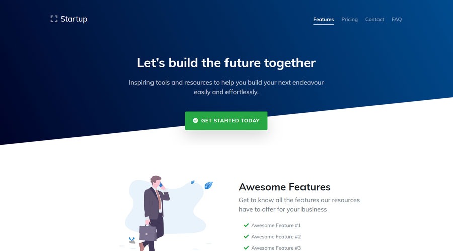 Free Startup Landing Page Template