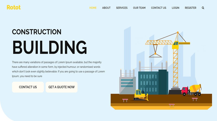 Rotot – Free Real Estate Construction Website Template Free Real Estate Construction Website Template